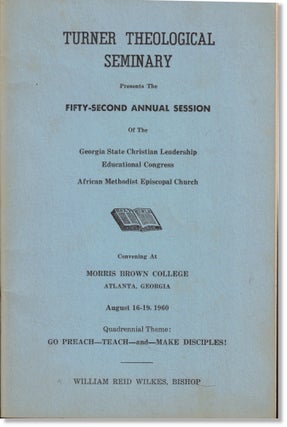 Item #61270 Turner Theological Seminary Presents the Fifty Second Annual Session of the Georgia...