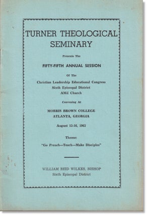 Item #61271 Turner Theological Seminary Presents the Fifty Fifth Annual Session of the Georgia...