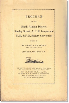 Item #61272 Program of the South Atlanta District Sunday School, A.C.E. League and W.H. & F.M....