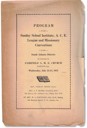 Item #61360 Program of the Sunday School Institute, A.C.E. League and Missionary Conventions of...