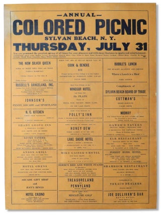 Annual Colored Picnic Sylvan Beach, N.Y. Thursday, July 31. General Chairman Henry Wilson.
