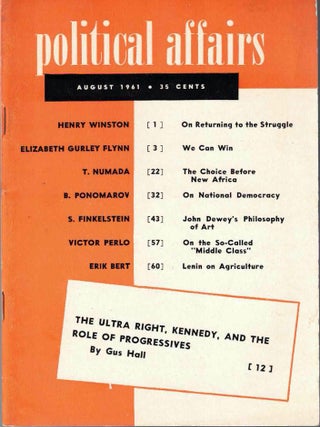 Item #65658 Political Affairs, Vol. XL No. 8, August 1961. Herbert Aptheker