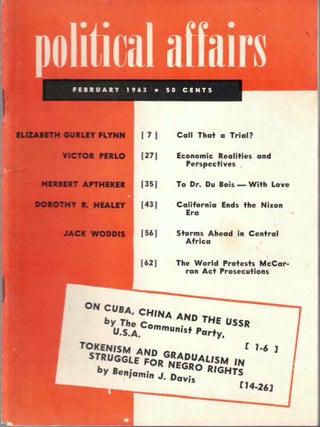 Item #65669 Political Affairs, Vol. XLII No. 2, February 1963. Herbert Aptheker