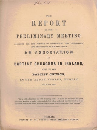 Item #65677 The Report of the Preliminary Meeting Convened For the Purpose of Considering the...