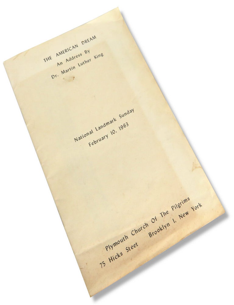 Item #65889 The American Dream: An Address by Dr. Martin Luther King, National Landmark Sunday February 10, 1963. Martin Luther King.