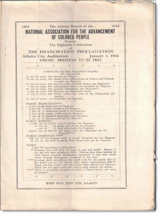 The Atlanta Branch of the National Association for the Advancement of Colored People Presents the. National Association for the Advancement.