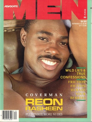 Item #69958 Advocate Men December, 1986 Reon Rasheen Cover. Gerry Kroll