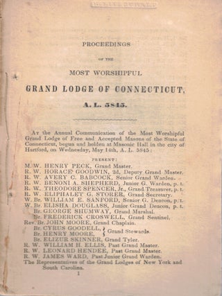 Item #70351 Proceedings of the Most Worshipful Grand Lodge of Connecticut, A.L. 5845. Most...